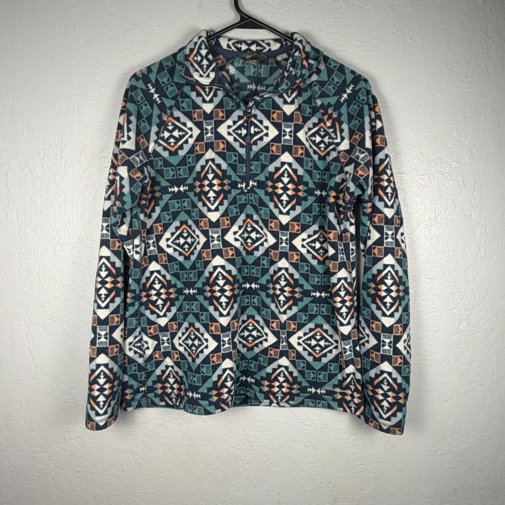 Eddie Bauer Women’s M Fleece Pullover Southwestern Aztec Print 1/4 Zip Outdoor